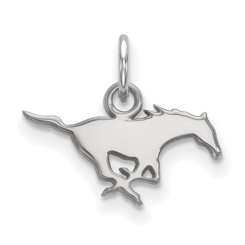 Sterling Silver Rhodium-plated LogoArt Southern Methodist University Mustang Extra Small Pendant