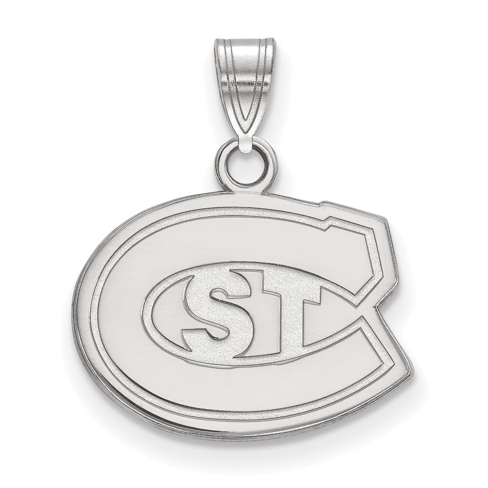 Sterling Silver Rhodium-plated LogoArt St. Cloud State University Small Pendant