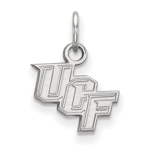 Sterling Silver Rhodium-plated LogoArt University of Central Florida U-c-f Extra Small Pendant
