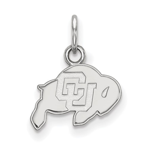 Sterling Silver Rhodium-plated LogoArt University of Colorado Buffalo Extra Small Pendant