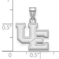 Sterling Silver Rhodium-plated LogoArt University of Evansville Purple Aces Small Pendant view 2