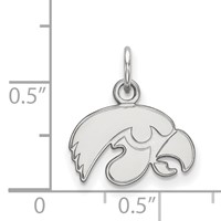 Sterling Silver Rhodium-plated LogoArt University of Iowa Hawk Extra Small Pendant view 2