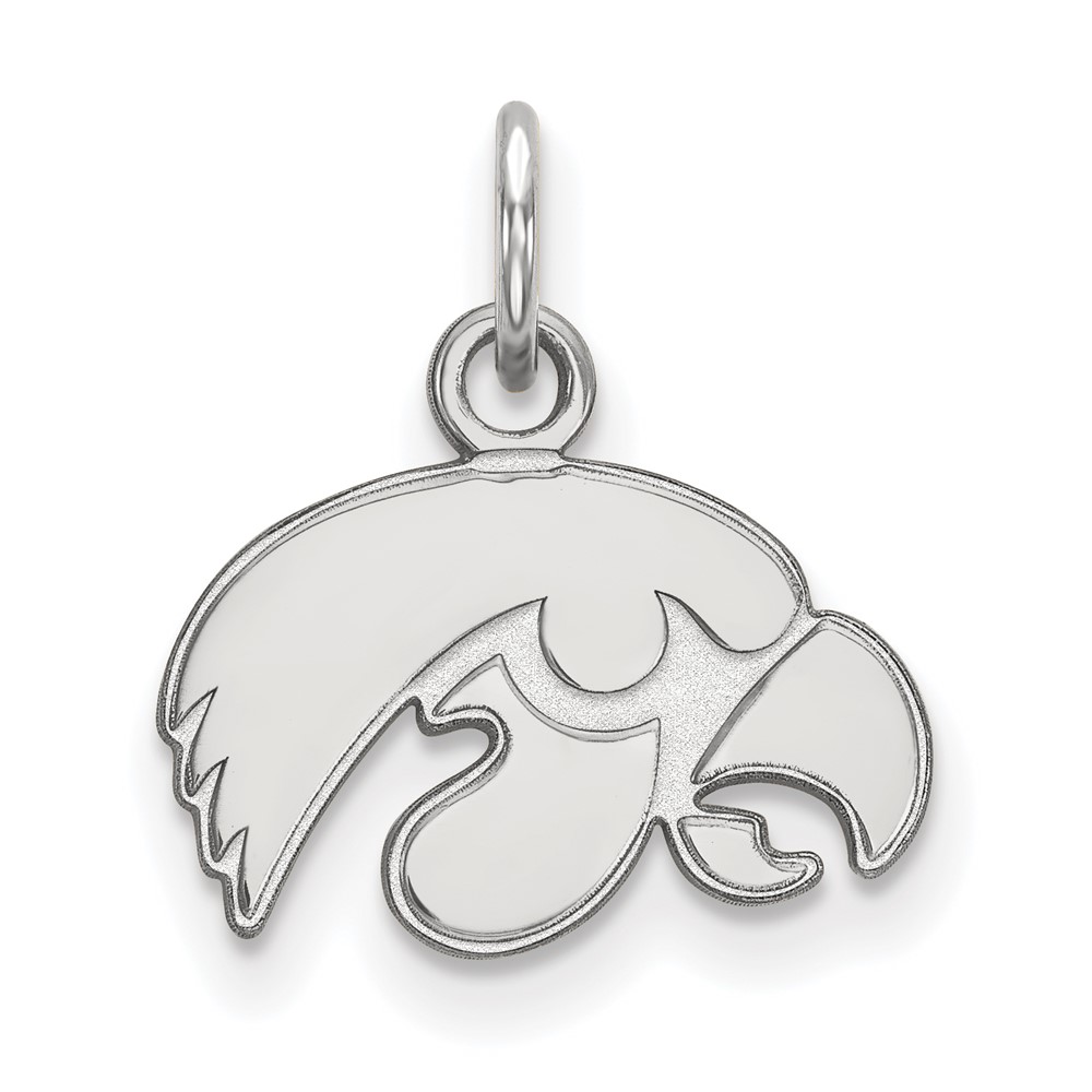 Sterling Silver Rhodium-plated LogoArt University of Iowa Hawk Extra Small Pendant