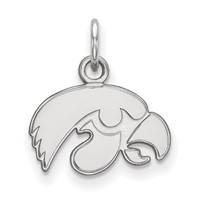 Sterling Silver Rhodium-plated LogoArt University of Iowa Hawk Extra Small Pendant view 1