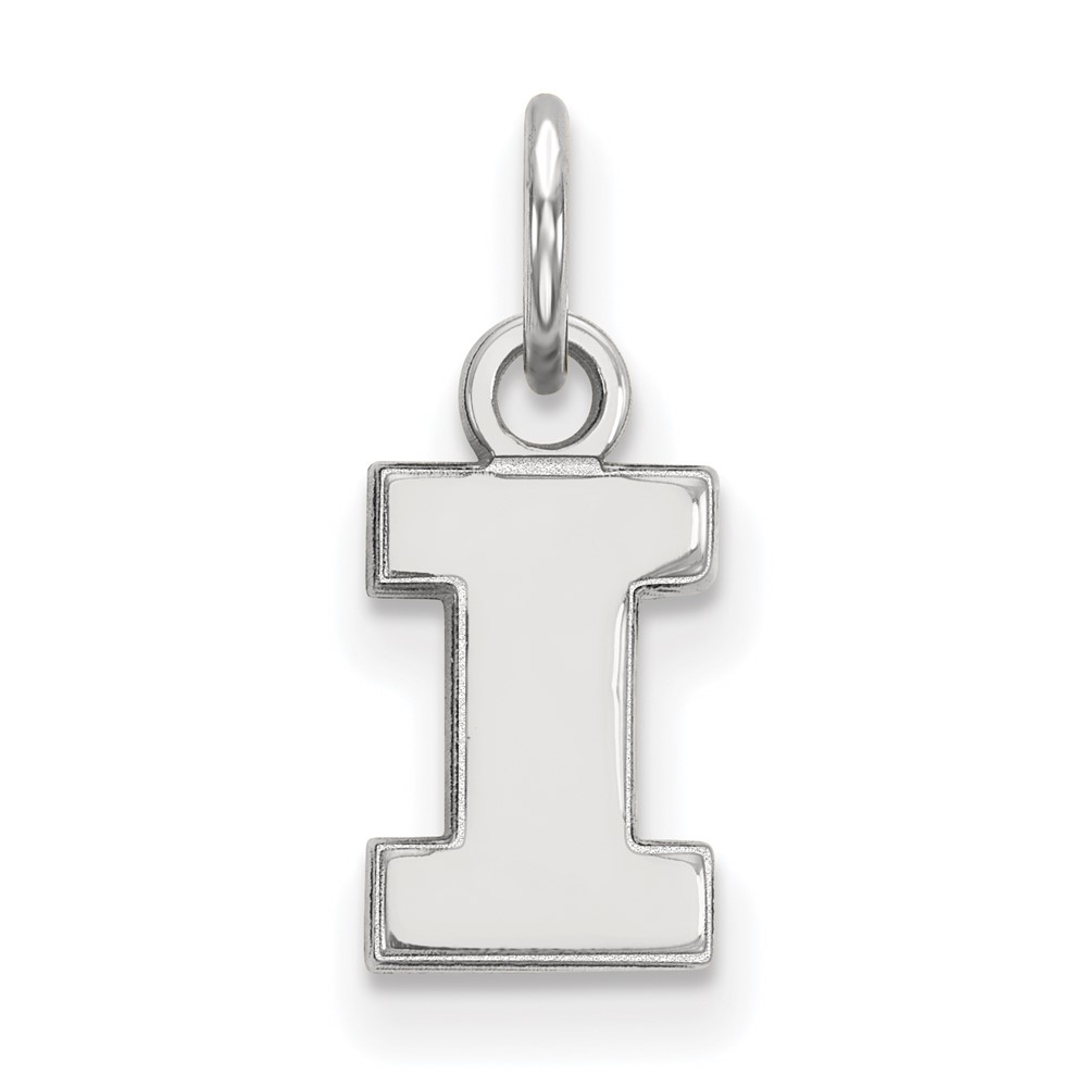 Sterling Silver Rhodium-plated LogoArt University of Illinois Letter I Extra Small Pendant
