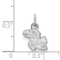 Sterling Silver Rhodium-plated LogoArt University of Kansas Jayhawk Extra Small Pendant view 2