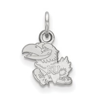 Sterling Silver Rhodium-plated LogoArt University of Kansas Jayhawk Extra Small Pendant view 1