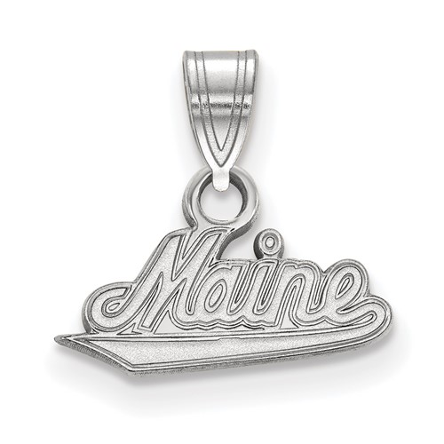 Sterling Silver Rhodium-plated LogoArt University of Maine Small Pendant