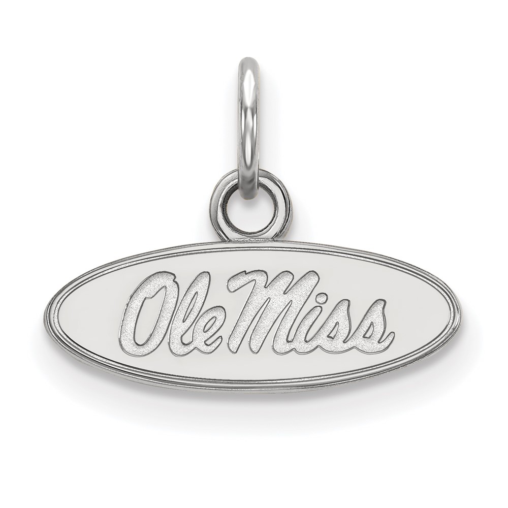 Sterling Silver Rhodium-plated LogoArt University of Mississippi Ole Miss Extra Small Oval Pendant