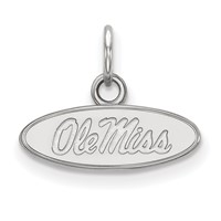 Sterling Silver Rhodium-plated LogoArt University of Mississippi Ole Miss Extra Small Oval Pendant view 1