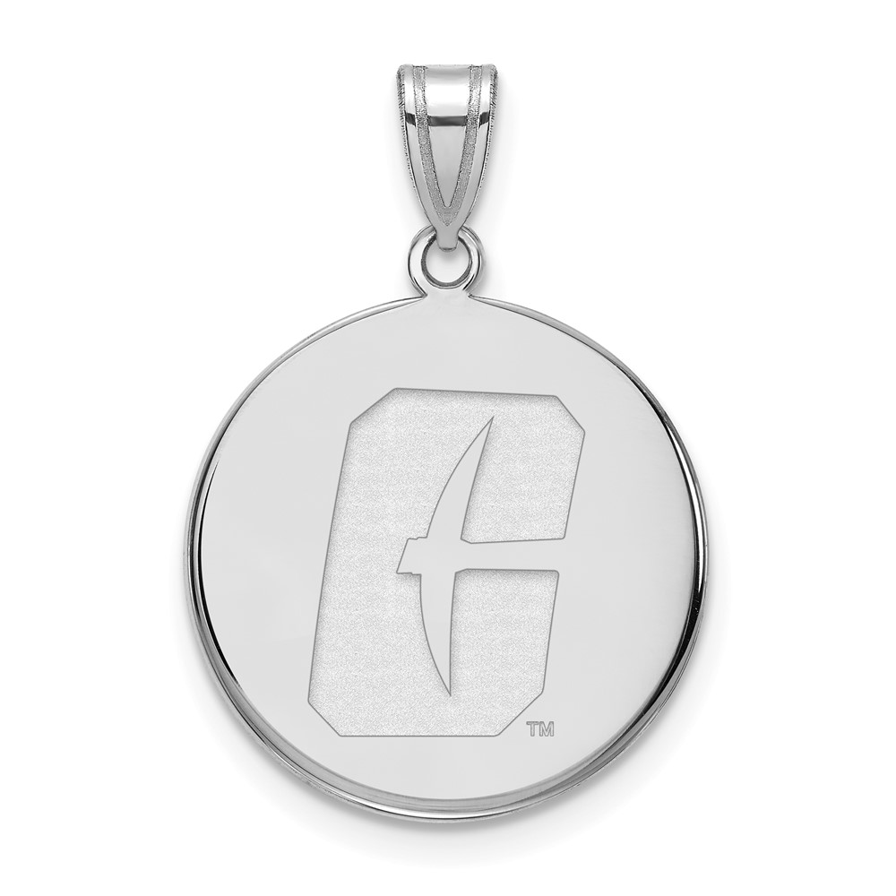 Sterling Silver Rhodium-plated LogoArt University of North Carolina At Charlotte 49ers Large Disc Pendant