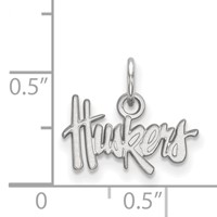 Sterling Silver Rhodium-plated LogoArt University of Nebraska Huskers Extra Small Pendant view 2