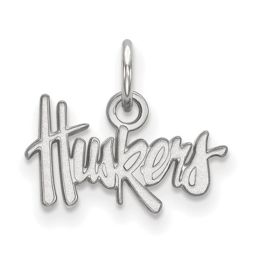 Sterling Silver Rhodium-plated LogoArt University of Nebraska Huskers Extra Small Pendant