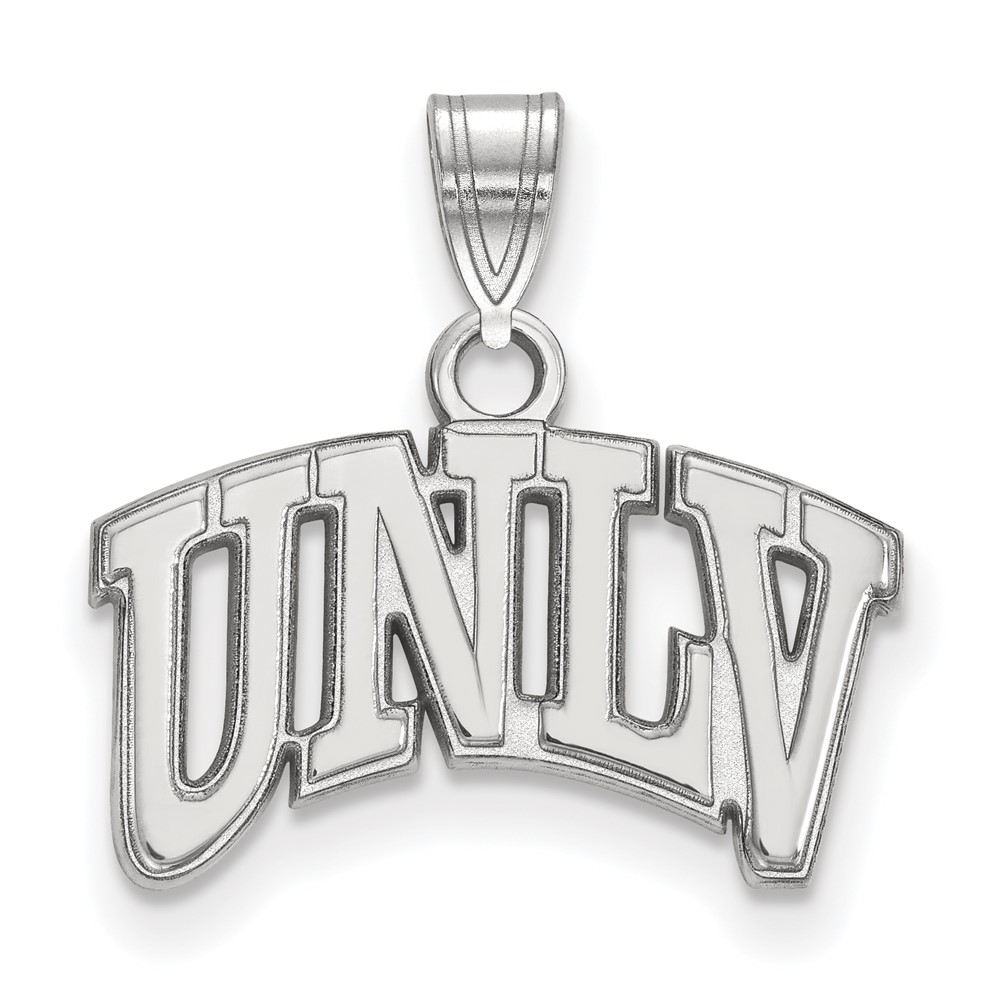 Sterling Silver Rhodium-plated LogoArt University of Nevada-Las Vegas U-n-l-v Small Pendant