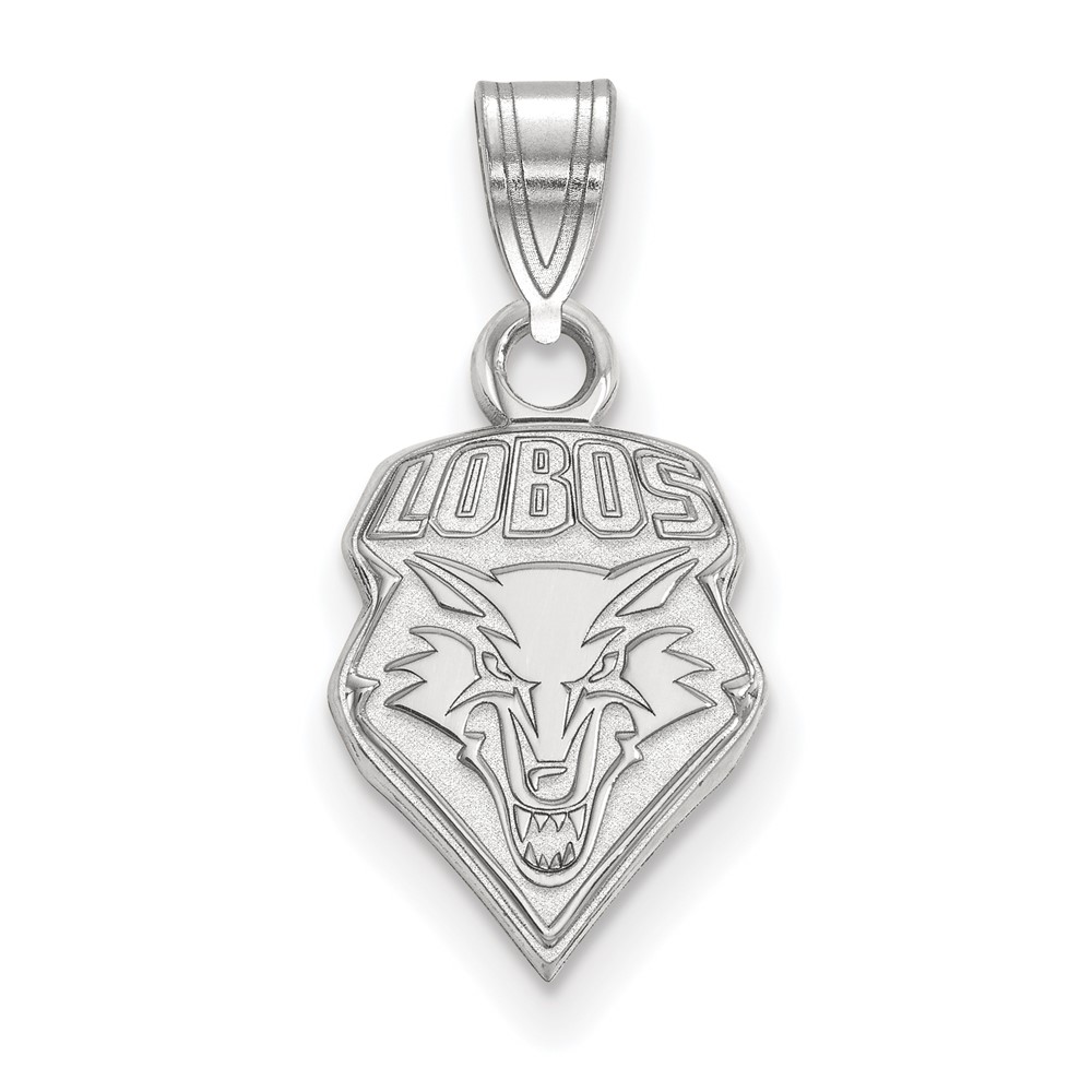 Sterling Silver Rhodium-plated LogoArt University of New Mexico Lobos Small Pendant