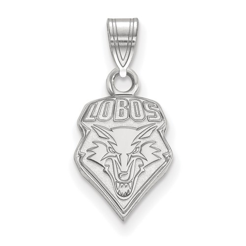 Sterling Silver Rhodium-plated LogoArt University of New Mexico Lobos Small Pendant