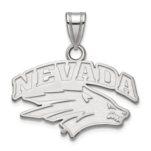 Sterling Silver Rhodium-plated LogoArt University of Nevada-Reno Small Pendant