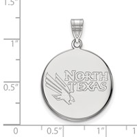 Sterling Silver Rhodium-plated LogoArt University of North Texas Large Disc Pendant view 2