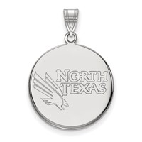 Sterling Silver Rhodium-plated LogoArt University of North Texas Large Disc Pendant view 1