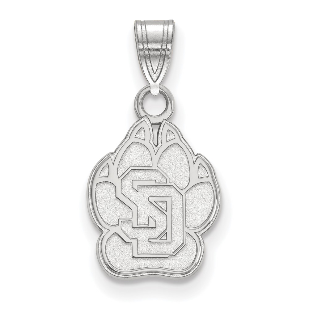 Sterling Silver Rhodium-plated LogoArt University of South Dakota Small Pendant