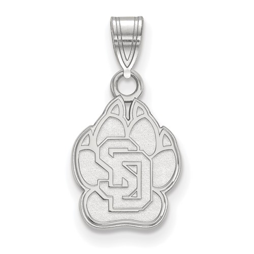 Sterling Silver Rhodium-plated LogoArt University of South Dakota Small Pendant