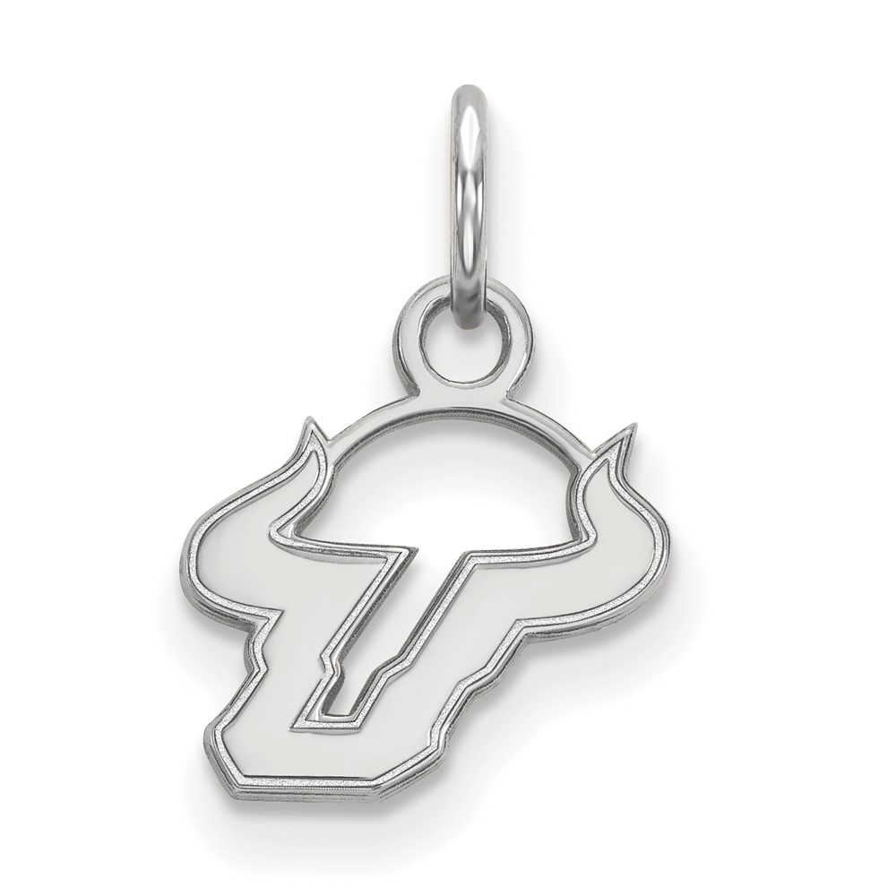 Sterling Silver Rhodium-plated LogoArt University of South Florida Bull Extra Small Pendant