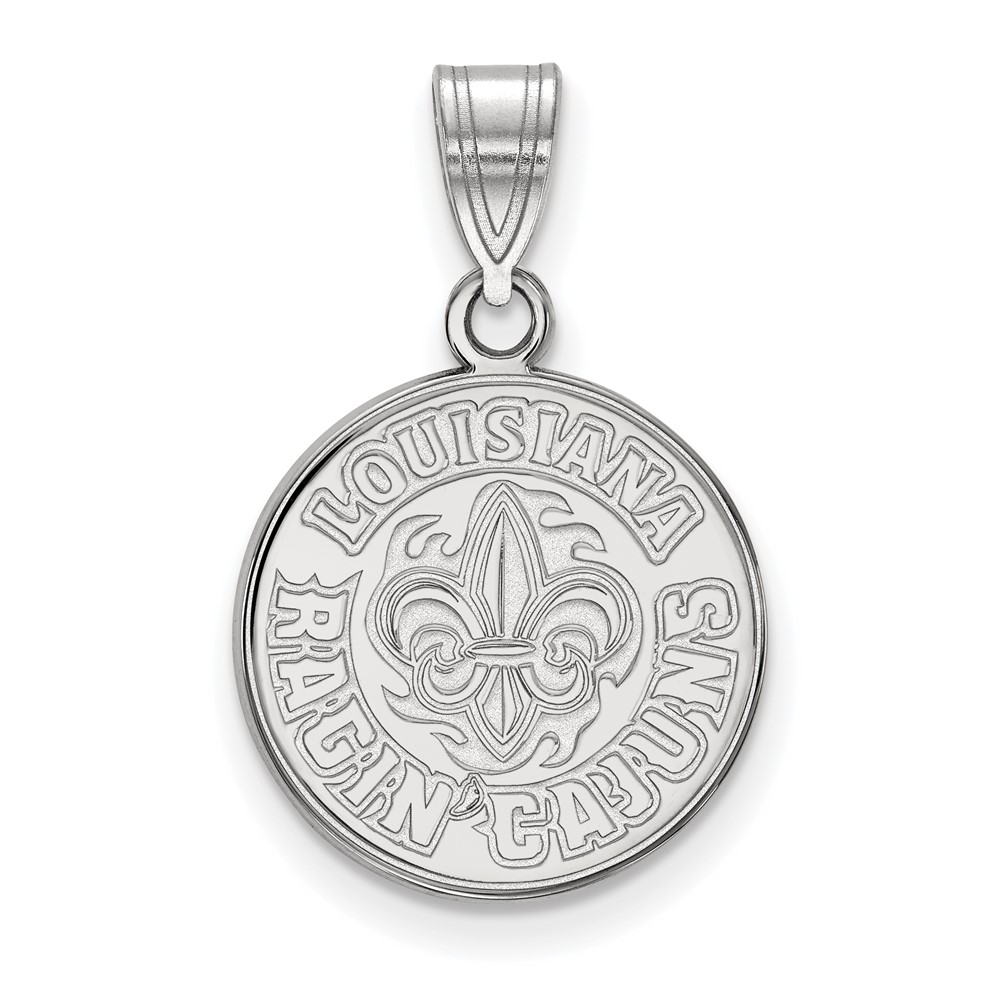 Sterling Silver Rhodium-plated LogoArt University of Louisiana At Lafayette Medium Pendant