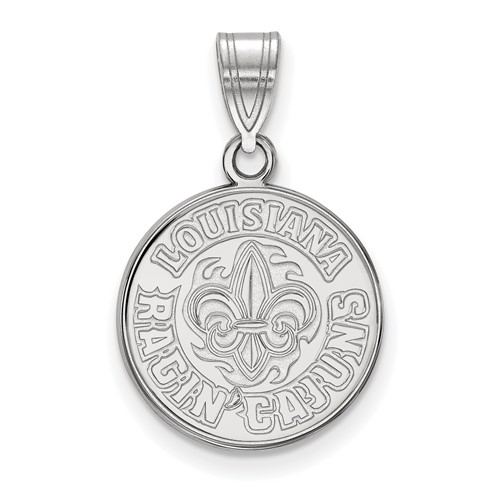 Sterling Silver Rhodium-plated LogoArt University of Louisiana At Lafayette Medium Pendant