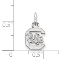 Sterling Silver Rhodium-plated LogoArt University of South Carolina Extra Small Pendant view 2