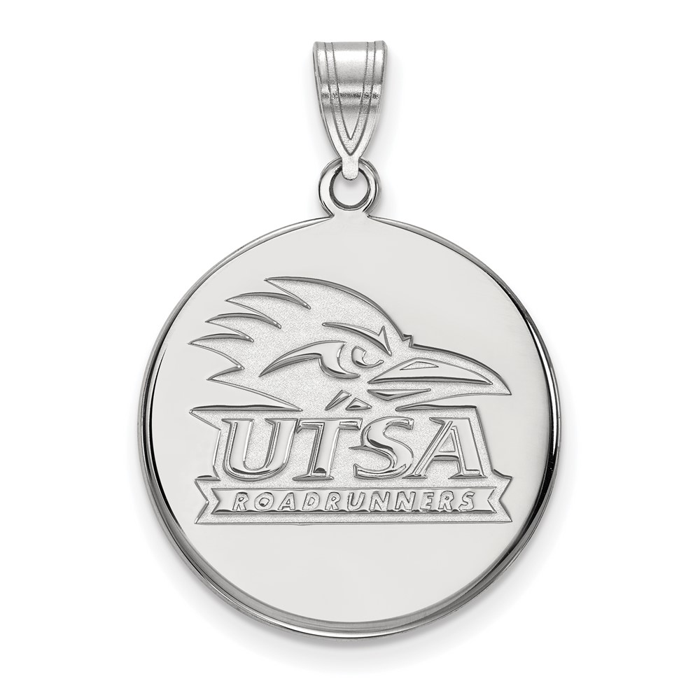 Sterling Silver Rhodium-plated LogoArt University of Texas At San Antonio Large Disc Pendant