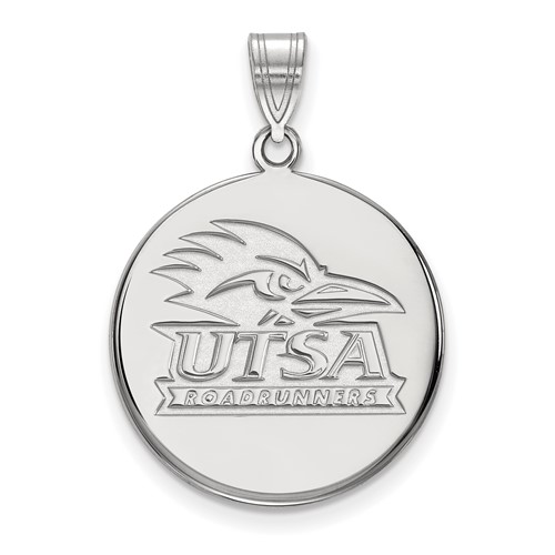 Sterling Silver Rhodium-plated LogoArt University of Texas At San Antonio Large Disc Pendant