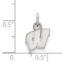 Sterling Silver Rhodium-plated LogoArt University of Wisconsin Letter W Extra Small Pendant view 2