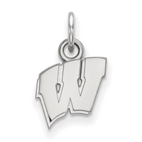 Sterling Silver Rhodium-plated LogoArt University of Wisconsin Letter W Extra Small Pendant view 1
