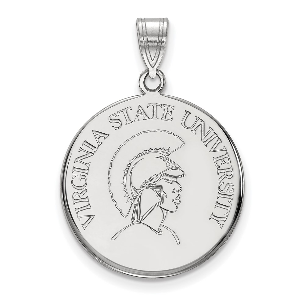 Sterling Silver Rhodium-plated LogoArt Virginia State University Large Disc Pendant