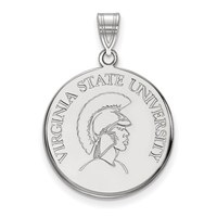 Sterling Silver Rhodium-plated LogoArt Virginia State University Large Disc Pendant view 1