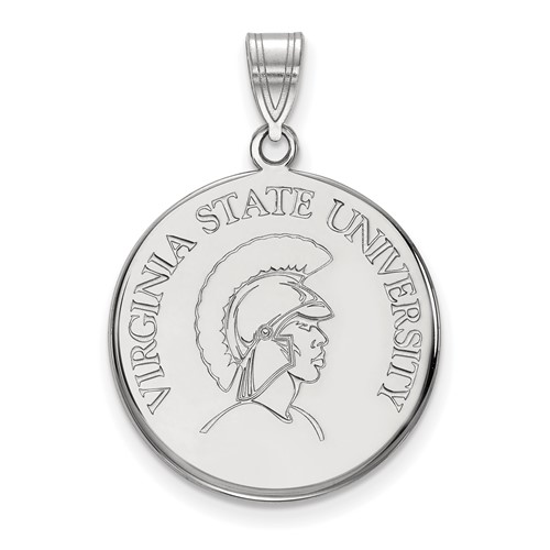 Sterling Silver Rhodium-plated LogoArt Virginia State University Large Disc Pendant