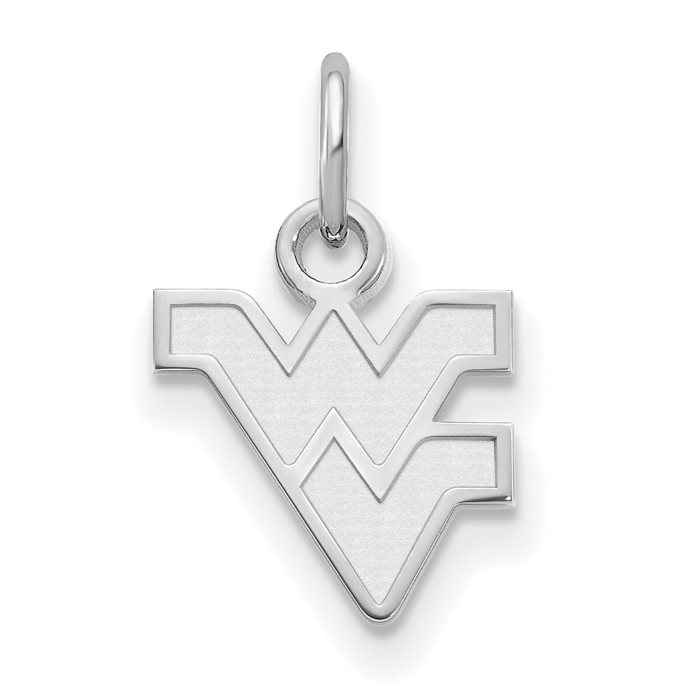 Sterling Silver Rhodium-plated LogoArt West Virginia University W-v Extra Small Pendant
