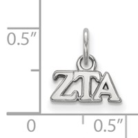 Sterling Silver Rhodium-plated LogoArt Zeta Tau Alpha Sorority Greek Letters Extra Small Pendant view 2