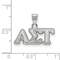 Sterling Silver Rhodium-plated LogoArt Alpha Sigma Tau Sorority Greek Letters Small Pendant view 2