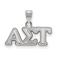 Sterling Silver Rhodium-plated LogoArt Alpha Sigma Tau Sorority Greek Letters Small Pendant view 1