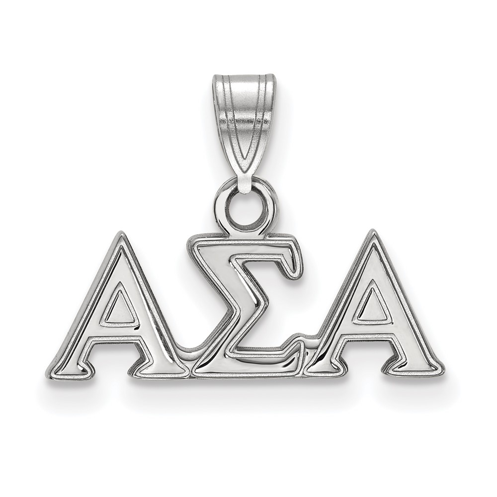 Sterling Silver Rhodium-plated LogoArt Alpha Sigma Alpha Sorority Greek Letters Small Pendant