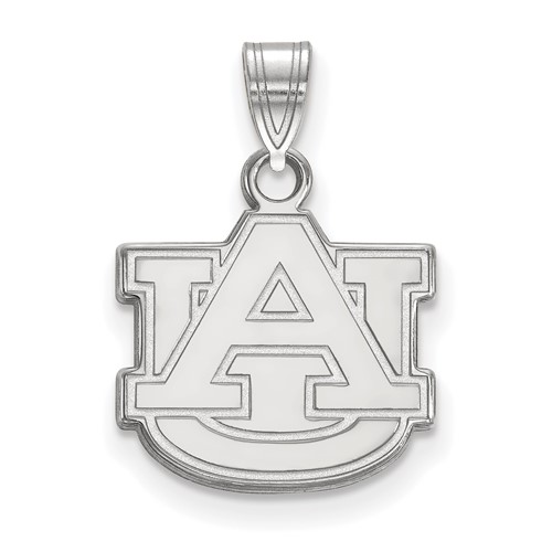 Sterling Silver Rhodium-plated LogoArt Auburn University A-u Small Pendant