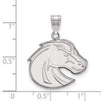 Sterling Silver Rhodium-plated LogoArt Boise State University Bronco Large Pendant view 2