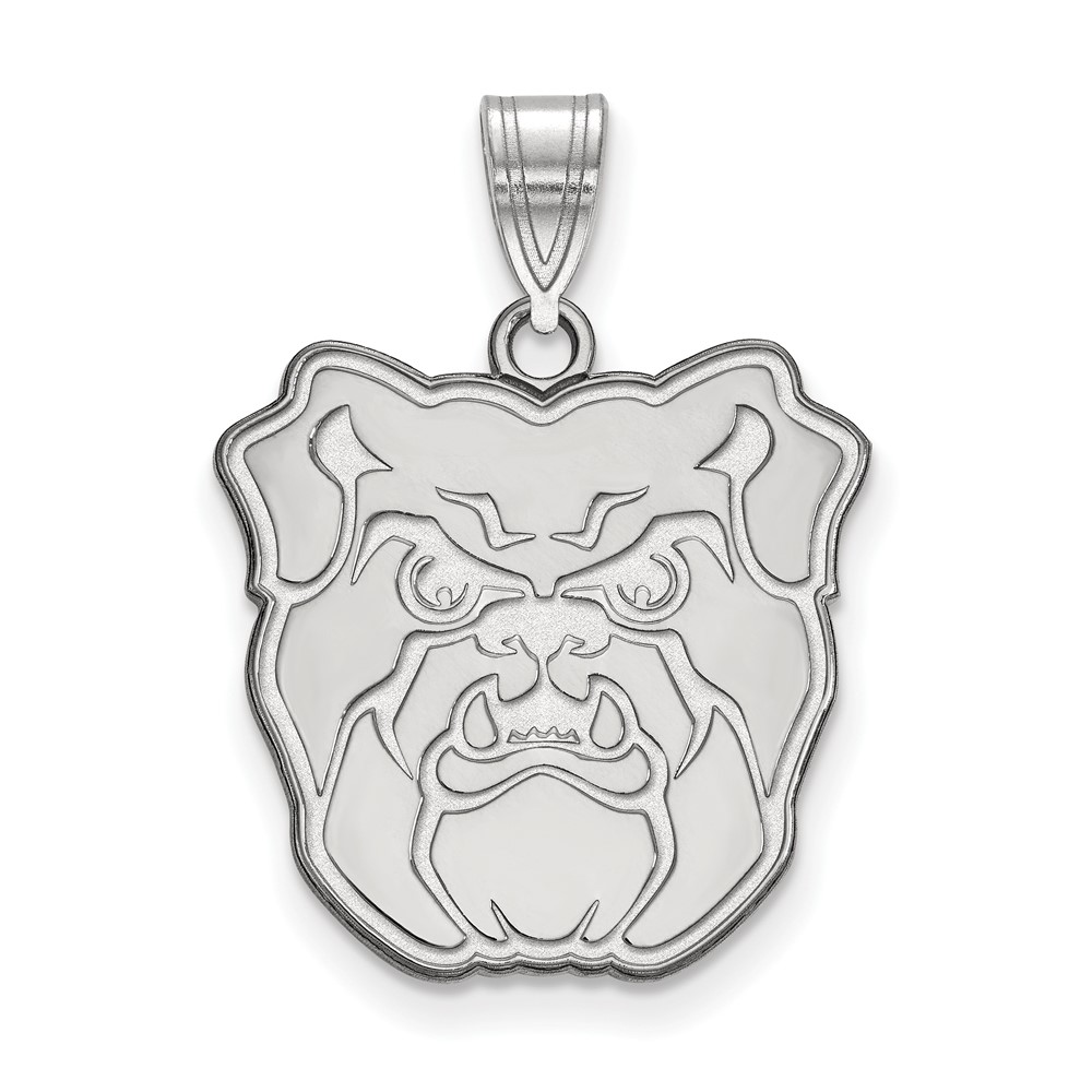 Sterling Silver Rhodium-plated LogoArt Butler University Bulldog Large Pendant