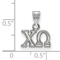 Sterling Silver Rhodium-plated LogoArt Chi Omega Sorority Greek Letters Small Pendant view 2