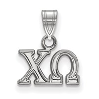 Sterling Silver Rhodium-plated LogoArt Chi Omega Sorority Greek Letters Small Pendant view 1