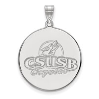 Sterling Silver Rhodium-plated LogoArt California State University San Bernardino Coyotes Extra Large Disc Pendant view 1