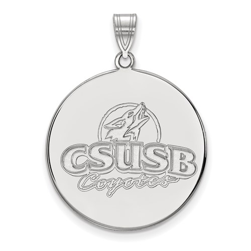 Sterling Silver Rhodium-plated LogoArt California State University San Bernardino Coyotes Extra Large Disc Pendant