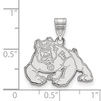 Sterling Silver Rhodium-plated LogoArt California State University Fresno Bulldog Medium Pendant view 2