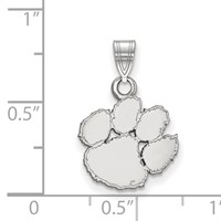 Sterling Silver Rhodium-plated LogoArt Clemson University Tiger Paw Small Pendant view 2